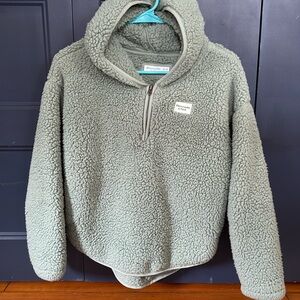 Abercrombie kids, Sherpa hoodie, sage green, size 13/14